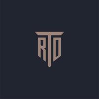 RO initial logo monogram with pillar icon design vector