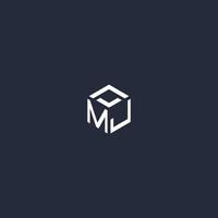 MJ initial hexagon logo design vector