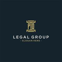 PO initial logo monogram design for legal, lawyer, attorney and law firm vector