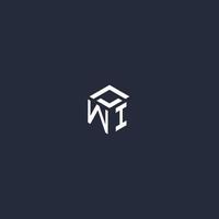 WI initial hexagon logo design vector