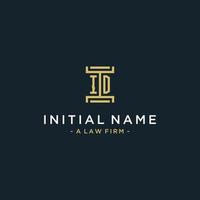 ID initial logo monogram design for legal, lawyer, attorney and law firm vector