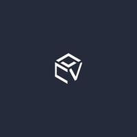 CV initial hexagon logo design vector