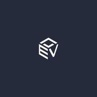 EV initial hexagon logo design vector