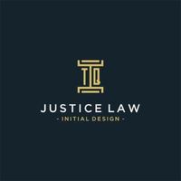 TQ initial logo monogram design for legal, lawyer, attorney and law firm vector