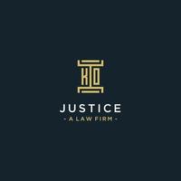 KO initial logo monogram design for legal, lawyer, attorney and law firm vector