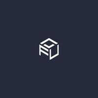 FU initial hexagon logo design vector