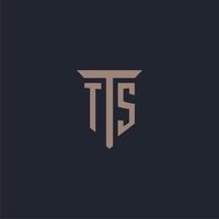 TS initial logo monogram with pillar icon design vector