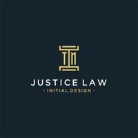 TM initial logo monogram design for legal, lawyer, attorney and law firm vector