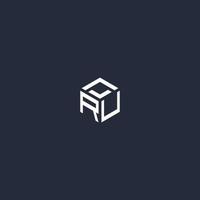 RU initial hexagon logo design vector