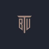 BU initial logo monogram with pillar icon design vector