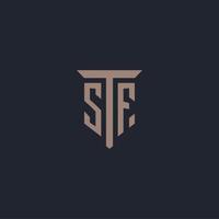 monograma del logotipo inicial de sf con diseño de icono de pilar vector