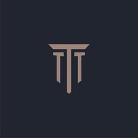 TT initial logo monogram with pillar icon design vector