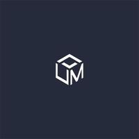 UM initial hexagon logo design vector