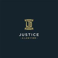 LD initial logo monogram design for legal, lawyer, attorney and law firm vector