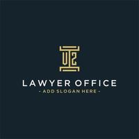 VZ initial logo monogram design for legal, lawyer, attorney and law firm vector