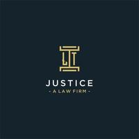 LT initial logo monogram design for legal, lawyer, attorney and law firm vector