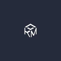 KM initial hexagon logo design vector