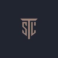 SL initial logo monogram with pillar icon design vector