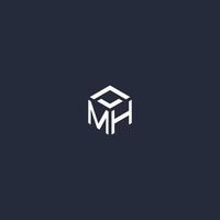 MH initial hexagon logo design vector