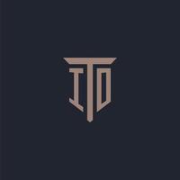IO initial logo monogram with pillar icon design vector