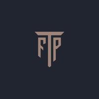 FP initial logo monogram with pillar icon design vector