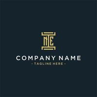 NE initial logo monogram design for legal, lawyer, attorney and law firm vector