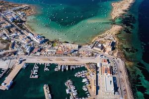 Beautiful turquoise bay at Formentera, aerial view. photo