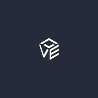 VE initial hexagon logo design vector