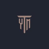 YM initial logo monogram with pillar icon design vector
