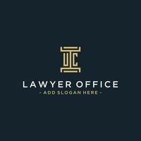 UC initial logo monogram design for legal, lawyer, attorney and law firm vector