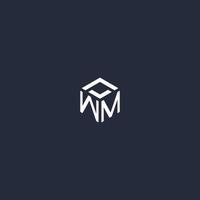 WM initial hexagon logo design vector