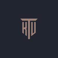 KU initial logo monogram with pillar icon design vector