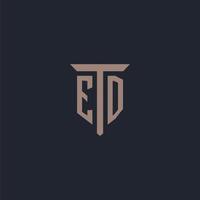 ED initial logo monogram with pillar icon design vector