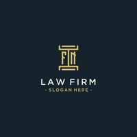 FN initial logo monogram design for legal, lawyer, attorney and law firm vector