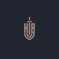 XB logo monogram with sword and shield style design template vector
