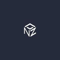 NZ initial hexagon logo design vector