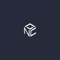 NC initial hexagon logo design vector