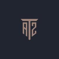 AZ initial logo monogram with pillar icon design vector