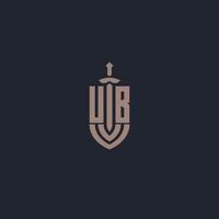 UB logo monogram with sword and shield style design template vector