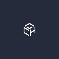 CH initial hexagon logo design vector