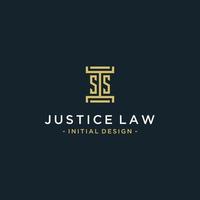 SS initial logo monogram design for legal, lawyer, attorney and law firm vector