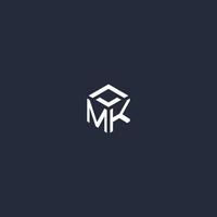 MK initial hexagon logo design vector