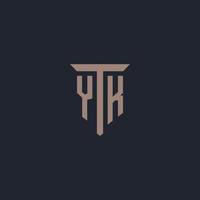 YK initial logo monogram with pillar icon design vector