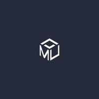 MU initial hexagon logo design vector