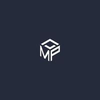 MP initial hexagon logo design vector