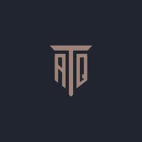 AQ initial logo monogram with pillar icon design vector