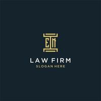 EN initial logo monogram design for legal, lawyer, attorney and law firm vector