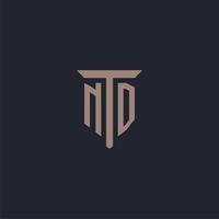 ND initial logo monogram with pillar icon design vector