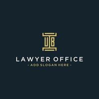 UB initial logo monogram design for legal, lawyer, attorney and law firm vector