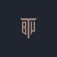 Monograma de logotipo inicial bw con diseño de icono de pilar vector